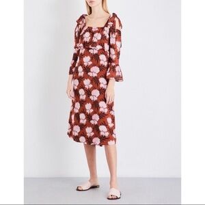 GANNI Monette Georgette Midi Dress